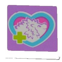 LEGO part Tile 2 x 2 with Lime Cross and Hedgehog in Medium Azure Heart Pattern (Sticker) - Set 3188 3068pb0753