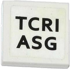 LEGO part Tile 2 x 2 with 'TCRI' and 'ASG' Pattern (Sticker) - Set 79104 (3068pb0829)