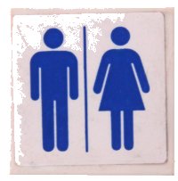 LEGO part Tile 2 x 2 with Blue Man and Woman Silhouettes (Unisex Restroom) Pattern (Sticker) - Set 60073 3068pb0909