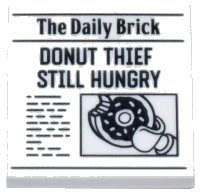 LEGO onderdeel Tile 2 x 2 with Newspaper 'The Daily Brick' and 'DONUT THIEF STILL HUNGRY' Pattern 3068pb1488