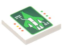 LEGO part Tile 2 x 2 with Galaxy Explorer on Dark Green Diagnostic Screen and Red, Bright Green and Yellow Lights Pattern 3068pb2028