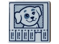 LEGO part Tile 2 x 2 with Lost Dog Flyer with Dark Blue Frame and Tear-Off Strips Pattern 3068pb2126