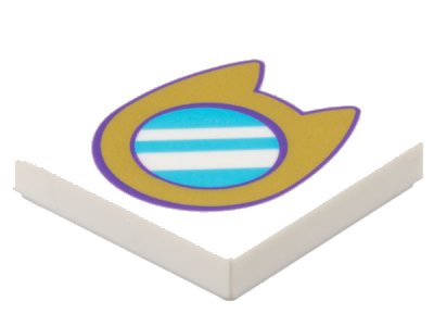 LEGO part Baldosa 2 x 2 con Ventanilla de Ojo de Buey Dorado con Orejas de Gato y Patrón Cristal Azul Acuífero Medio (3068pb2282)