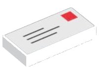 LEGO part Tile 1 x 2 with Blue Lines and Red Square Pattern (Mail Envelope with Stamp) 3069p01
