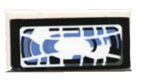 LEGO onderdeel Tile 1 x 2 with Black, Blue, Dark Gray, and White Headlight Pattern (Sticker) - Set 8207 (3069pb0025)