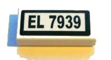 LEGO onderdeel Tile 1 x 2 with Black 'EL 7939' on White Background Pattern (Sticker) - Set 7939 (3069PB0088)