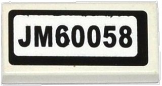 LEGO part Tile 1 x 2 with 'JM60058' Pattern (Sticker) - Set 60058 (3069pb0316)