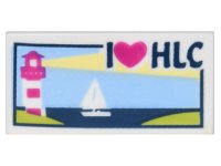 LEGO part Carreau 1 x 2 with Lighthouse, Sailboat and 'I Heart HLC' Pattern 3069pb0382
