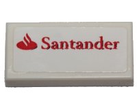 LEGO part Carreau 1 x 2 with Santander Logo Pattern (Sticker) - Set 40190 3069pb0420