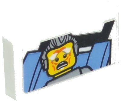 LEGO part Tile 1 x 2 with Frightened Grandfather Photo Pattern (Sticker) - Set 10261 (3069pb0643)