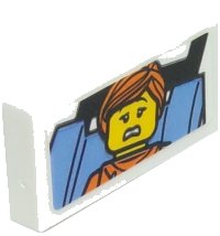 LEGO part Carreau 1 x 2 with Cautious Rider in Orange Hoodie Photo Pattern (Sticker) - Set 10261 3069pb0644