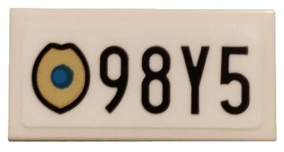 LEGO onderdeel Tile 1 x 2 with Gold Badge and Black '98Y5' Pattern (Sticker) - Set 75810 (3069pb0755)