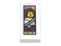 LEGO part Tile 1 x 2 with Portrait of Female Minifigure with White Shirt, Strap and Belt Pattern (Sticker) - Set 71741 3069pb0882
