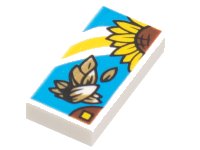LEGO part Carreau 1 x 2 avec Motif Tournesol et Graines sur Fond Bleu Foncé 3069pb1020
