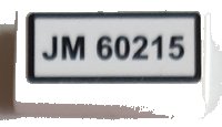 LEGO part Tile 1 x 2 with 'JM 60215' Pattern (Sticker) - Set 60215 3069pb1077