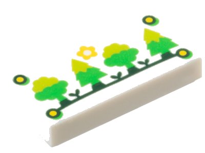 LEGO part Tile 1 x 2 with Yellow Flower Sun and Nails and Lime, Bright Green, and Dark Green Trees Pattern (3069pb1313)