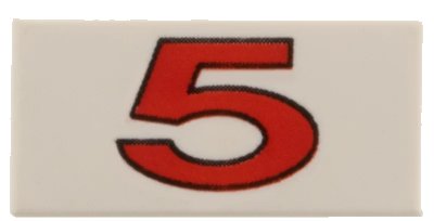 LEGO part Tile 1 x 2 with Number 5 Red Pattern (3069px36)