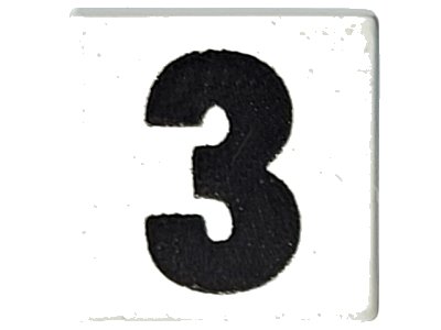 LEGO part Tile 1 x 1 with Black Number 3 Bold Pattern (3070p08)