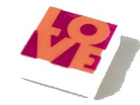 LEGO part Tile 1 x 1 with Coral 'LOVE' on Magenta Background Pattern 3070pb147