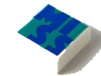 LEGO part Tile 1 x 1 with Blue 'MISS' on Dark Turquoise Background Pattern 3070pb157