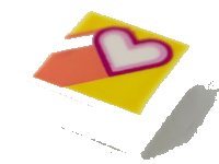 LEGO part Tile 1 x 1 with Heart and Coral Stripes on Yellow Background Pattern 3070pb159