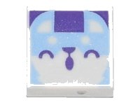 LEGO part Tile 1 x 1 with Bright Light Blue Animal Face with Dark Purple Closed Eyes, Nose, and Mouth Pattern 3070pb189