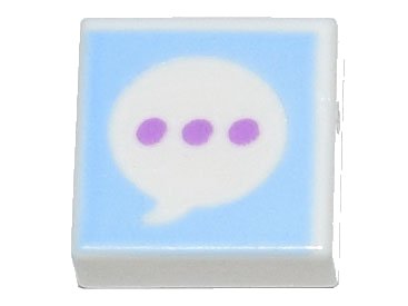 LEGO part Tile 1 x 1 with Medium Lavender Ellipsis in Speech Bubble on Bright Light Blue Background Pattern (3070pb191)