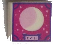 LEGO part Tile 1 x 1 with Crescent Moon, Roman Numerals 'XVIII' and Scrapbook Frame on Magenta Background Pattern 3070pb197