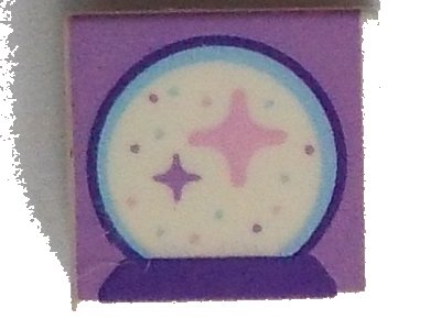 LEGO part Tile 1 x 1 with Crystal Ball with Sparkles and Dark Purple Base on Medium Lavender Background Pattern (3070pb198)