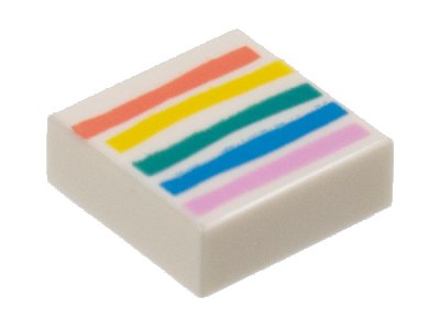 LEGO onderdeel Tile 1 x 1 with Coral, Yellow, Dark Turquoise, Dark Azure, and Bright Pink Rainbow Stripes Pattern (3070pb236)