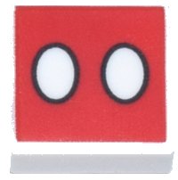 LEGO part Tile 1 x 1 with 2 Ovals on Red Background Pattern 3070pb254