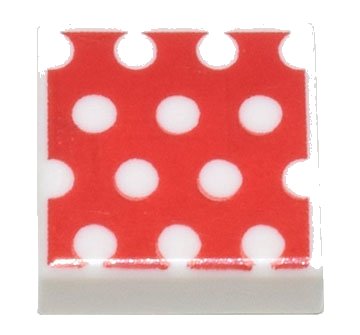 LEGO part Tile 1 x 1 with White Polka Dots on Red Background Pattern (3070pb255)