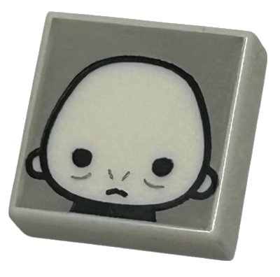 LEGO part Tile 1 x 1 with Bald Male Head with Frown on Light Bluish Gray Background Pattern (HP Voldemort) (3070pb313)