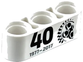 LEGO onderdeel Technic, Liftarm Thick 1 x 3 with Black '40 1977 - 2017' and 24 Tooth Gear Pattern (32523pb11)