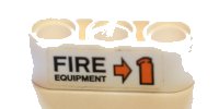 LEGO part Technic, Liftarm Thick 1 x 3 with Arrow, Fire Extinguisher and 'FIRE EQUIPMENT' Pattern Model Right Side (Sticker) - Set 42064 32523pb28r
