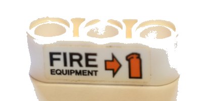 LEGO part Technic, Liftarm Thick 1 x 3 with Arrow, Fire Extinguisher and 'FIRE EQUIPMENT' Pattern Model Right Side (Sticker) - Set 42064 (32523pb28r)