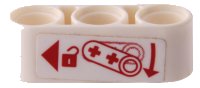 LEGO part Technic, Liftarm Thick 1 x 3 with Red Padlock, Arrow and Triangle Pattern (Sticker) - Set 42098 32523pb41