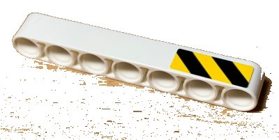 LEGO part Technic, Liftarm Thick 1 x 7 with Black and Yellow Danger Stripes Pattern Model Right Side (Sticker) - Set 42078 (32524pb041R)