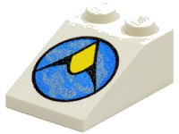 LEGO part Slope 33 3 x 2 with Exploriens Logo Pattern 3298p10