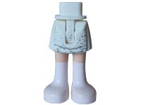 LEGO part Mini Doll Hips and Skirt with Molded Light Nougat Legs and Printed Dark Bluish Gray Ruffles, Metallic Light Blue and Silver Sparkles and White Boots Pattern - Thin Hinge 35216ac00pb023