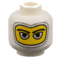 LEGO part Minifigure, Head Balaclava with Eyes Hole Stitching Trim, Large Eye Whites Pattern 3626pb0187