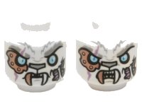 LEGO part Minifigure, Head Dual Sided Alien Chima Tiger with Copper Fang and Eye Patch, Bright Light Blue Eyes, Neutral / Angry Pattern (Sir Fangar) 3626pb1139