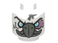LEGO part Minifigure, Head Alien Chima Vulture with Dark Bluish Gray Beak, Bright Light Blue Eyes, and Medium Lavender Sinews Pattern 3626pb1140