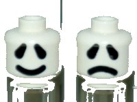 LEGO part Minifigure, Head Dual Sided Ghost Large Black Eyes, Thick Smile / Frown Pattern - Hollow Stud 3626pb2617