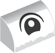 LEGO part Slope, Curved 1 x 2 with Black and White Eye Pattern 37352pb033