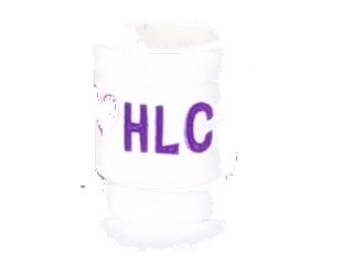 LEGO part Minifigure, Utensil Cup with Dark Purple and Medium Lavender 'I' Heart 'HLC' Pattern (3899pb007)