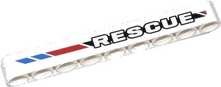 LEGO onderdeel Technic, Liftarm Thick 1 x 9 with 'RESCUE' and Red and Blue Diagonal Stripes Pattern Model Right (Sticker) - Set 42020 (40490pb010r)