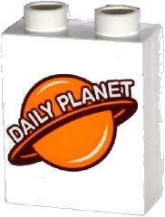 LEGO part Duplo, Brick 1 x 2 x 2 with Planet and 'DAILY PLANET' Pattern 4066pb454