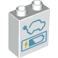 LEGO part Duplo, Brick 1 x 2 x 2 with Electric Charging Point and Battery Power Indicator Pattern (4066pb770)
