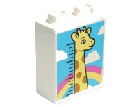 LEGO part Duplo, Brick 1 x 2 x 2 with Bright Light Yellow Giraffe Height Chart, Clouds, and Rainbow Pattern 4066pb773